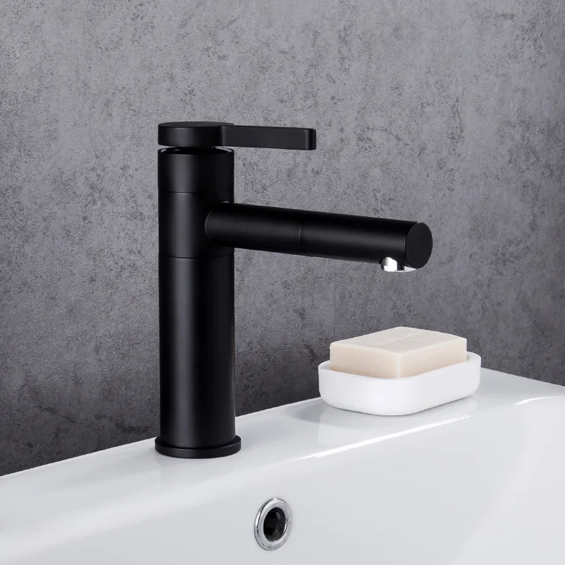 

Copper Black White paint basin faucet rotatable cold and hot washbasin single hole mixing valve