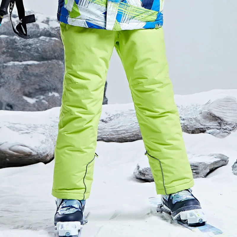 Лыжные штаны Детские утепленные спортивные штаны для мальчиков и девочек ветронепроницаемая Водонепроницаемая теплая детская одежда зимние штаны для катания на лыжах и сноуборде