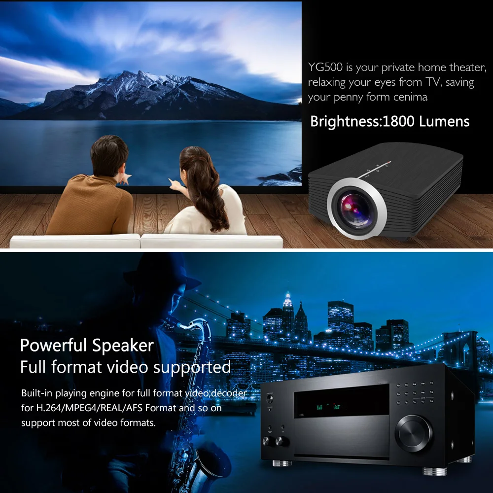 ThundeaL YG500 YG510 Gm80a Мини проектор 1800 люмен светодиодный ЖК VGA HDMI Поддержка 1080P YG500A 3D