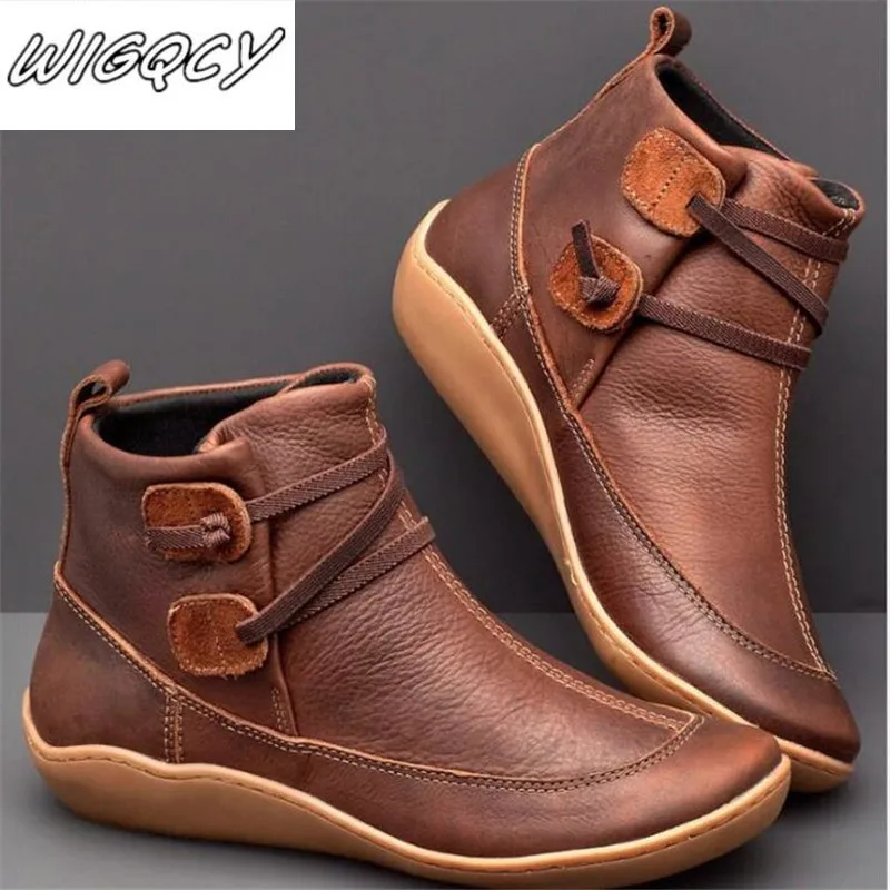 New Autumn And Winter snow boots Fat British Wind Retro Boots High
Quality PU Waterproof Warm Women's Booties Mujer Botas