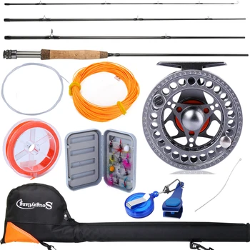 

Sougayilang Fishing Tool Set 2.9mFly Fishing Rod 5/6 Fly Reel Combo Fishing Pole Fish Line Bag Lure Flies Backing Line Full Set