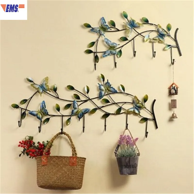 

European Style Simulation Stereoscopic Magpie Butterfly Iron Art Hook Creative Entryway Wall Hangings Hat Coat Stand X2359