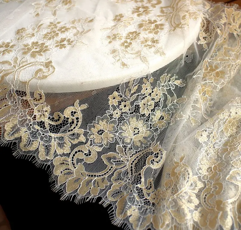 Lace Fabric Lace Garment Accessories Lace Sewing Supplies Lace Accessories Lace Sewing Accessories 3meters long European style lace eyelash accessories lace handmade DIY clothing wedding fabric gold thread