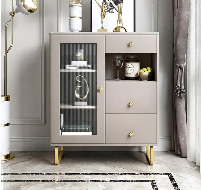 Dining side cabinet rock board small family living room side cabinet modern simple storage wall tea storage cabi
