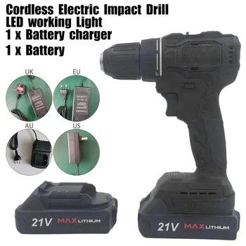

21V 3 In 1 Electric Cordless Brushless Impact Drill 10mm Rechargable Electric Screwdriver With Lithium-ion Battery Power Tool