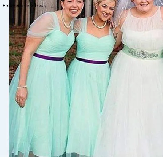 Newest Short Bridesmaids Dresses Tea Length 2017 A Line Sash Party Gowns Cheap B004 Custom Made Fashion Sweetheart Mint Green Sheer  86 (7)