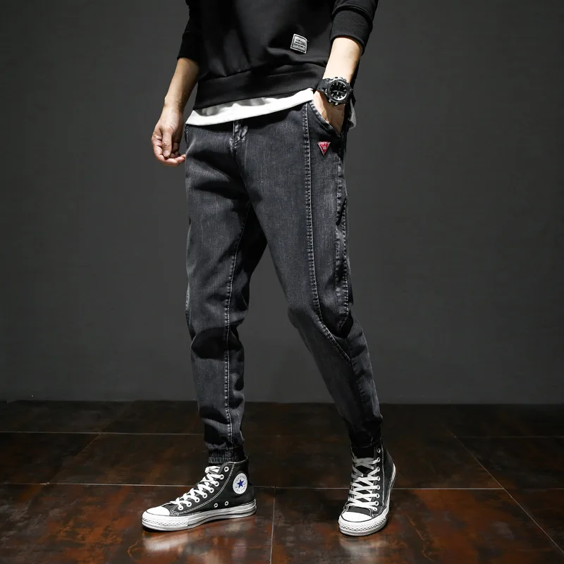 

Japanese Fashion Men Jeans Loose Fit Spliced Designer Cargo Pants Harem Jeans Slack Bottom Streetwear Hip Hop Jeans Men Joggers