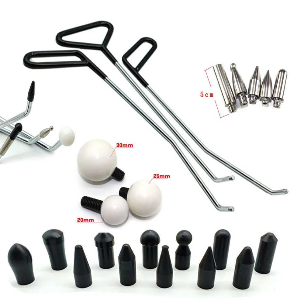 Dent Removal Rods Newly Design Hook Tools Push Rod Black Car Crowbar Paintless Dent Repair Tools Kits Ding Hail Puller Set