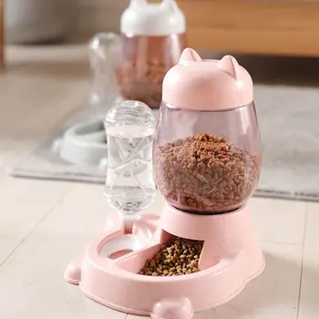 

Pet Dog Cat Automatic Feeder Bowl Dogs Drinking Water Bottle Kitten Bowls Slow Food Feeding Container Supplies