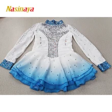 Nasinaya фигурное катание платье Индивидуальные соревнования ледяные юбки для конькобежцев для девочек женщин детей представление тысячи Стразы