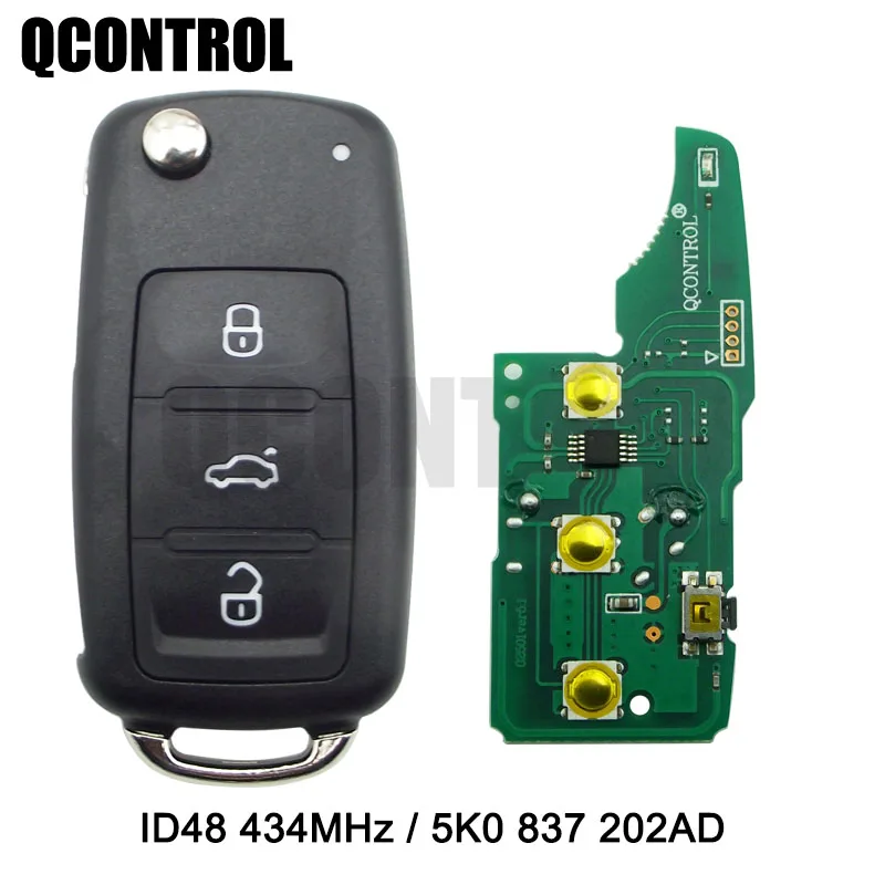 Дистанционный ключ QCONTROL 3 btcar 433 МГц для VW/VOLKSWAGEN Beetle/Caddy/Eos/Golf/Jetta/Polo/Scirocco/Tiguan/Touran/UP 5K0
