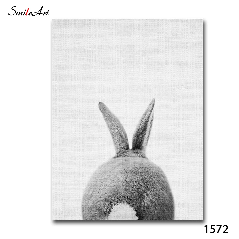 Милые животные кролик зайчик попа хвост холст картина детский художественный плакат и печать картины на стену - Цвет: 1572