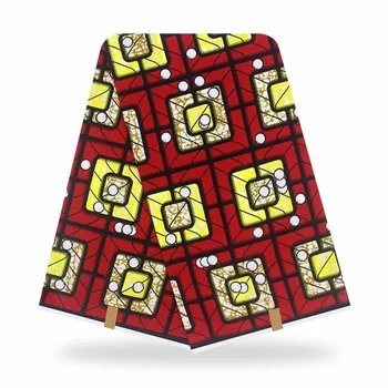 

New Elegant African Wedding Ankara Wax Fabric In Red Yellow YBGSW-32