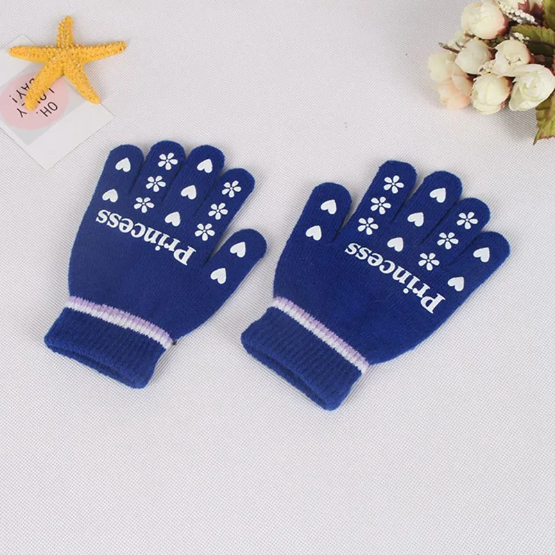 Новые детские комбинированные перчатки с изображением волшебного кота для девочек, варежки, эластичные вязаные зимние теплые перчатки