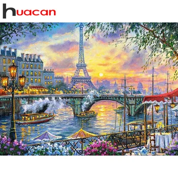 

Huacan Diamond Painting 5D DIY Landscape Full Square/Round Diamonds Embroidery Tower Kits Decorations Home Gift