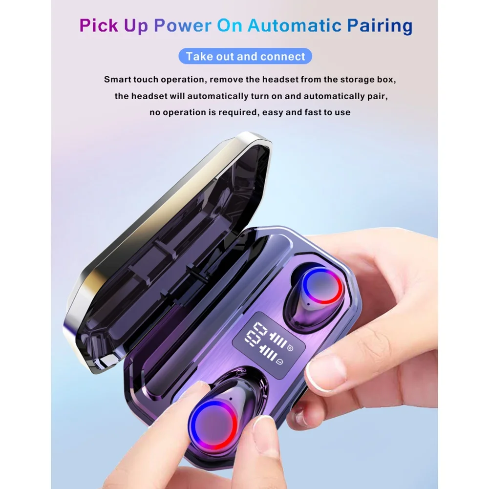 New Wireless Headphones Touch Control LED Bluetooth Earphones With Microphone Sport Waterproof Headsets Earbuds Earphone