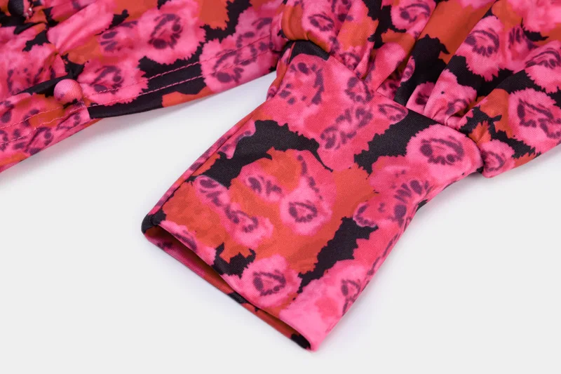 Криптографическая Женский комплект 2 шт. с цветочным рисунком и рукавами-фонариками, укороченные топы с рюшами, комплекты мини-юбок, модные зимние одинаковые комплекты для женщин