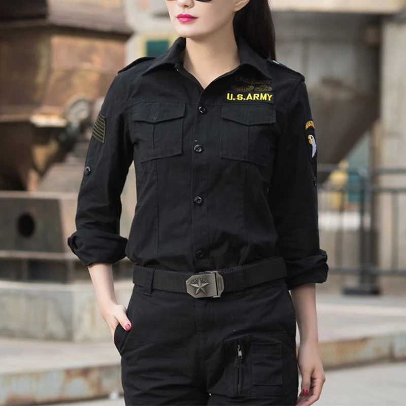 Black military shirt womens Clearance