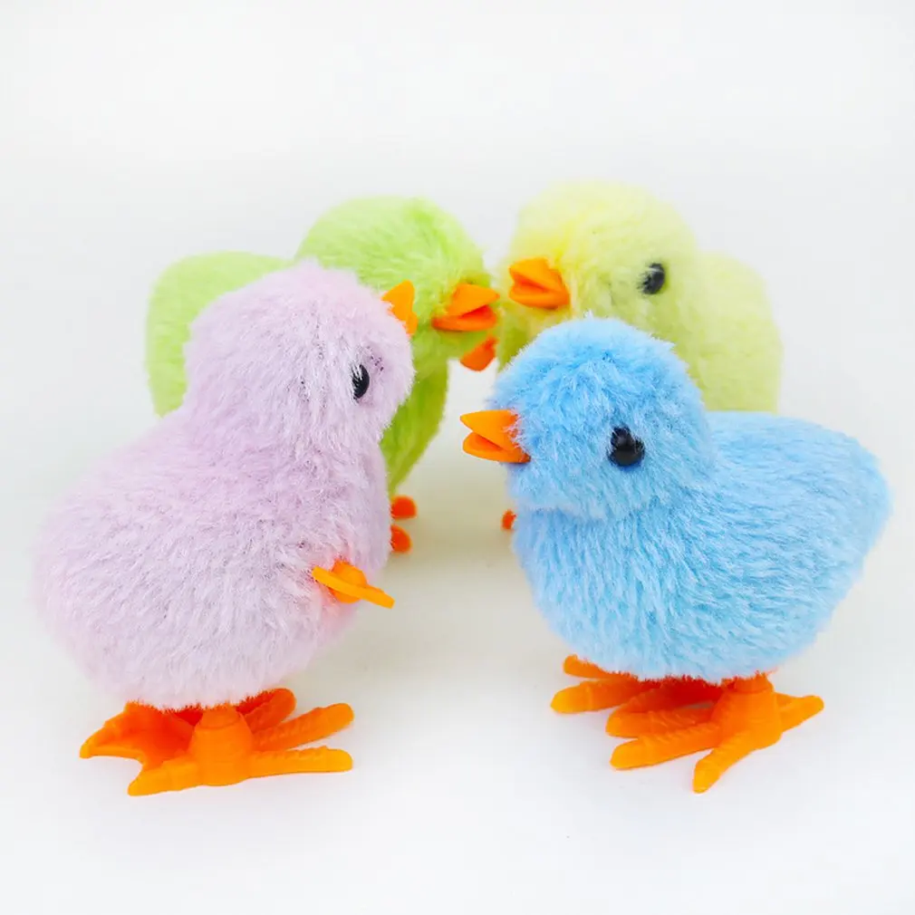 Plush Wind Up Chicken Kids Educational Toy Clockwork Jumping Walking Chicks `RU 