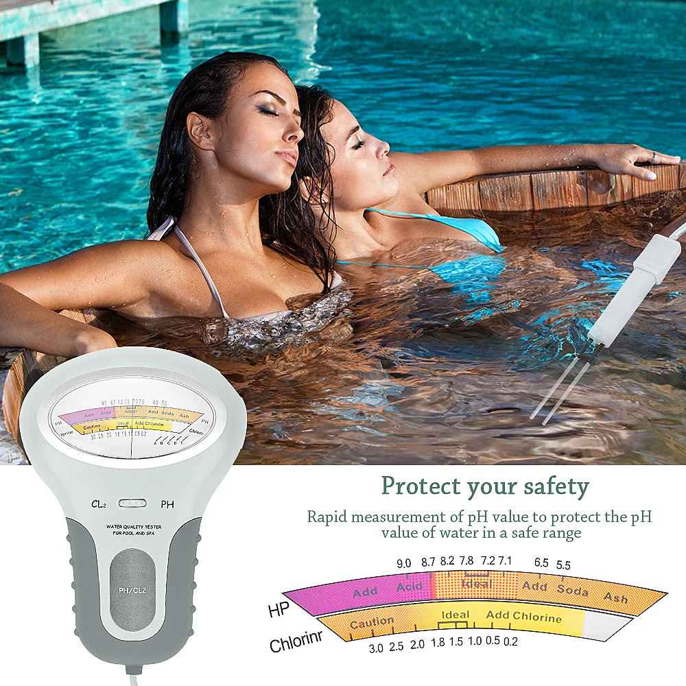 

Portable PH CL2 Chlorine Tester PH Tester Chlorine Meters CL2 Measuring For Swimming Pool Aquarium Water Quality Testing Device