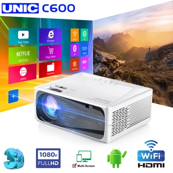 

UNIC C600 Native 1080p HD Projector LED Proyector 1280x 720P 3D Video Wireless WiFi Multi-Screen Beamer Home Theater PK CP600