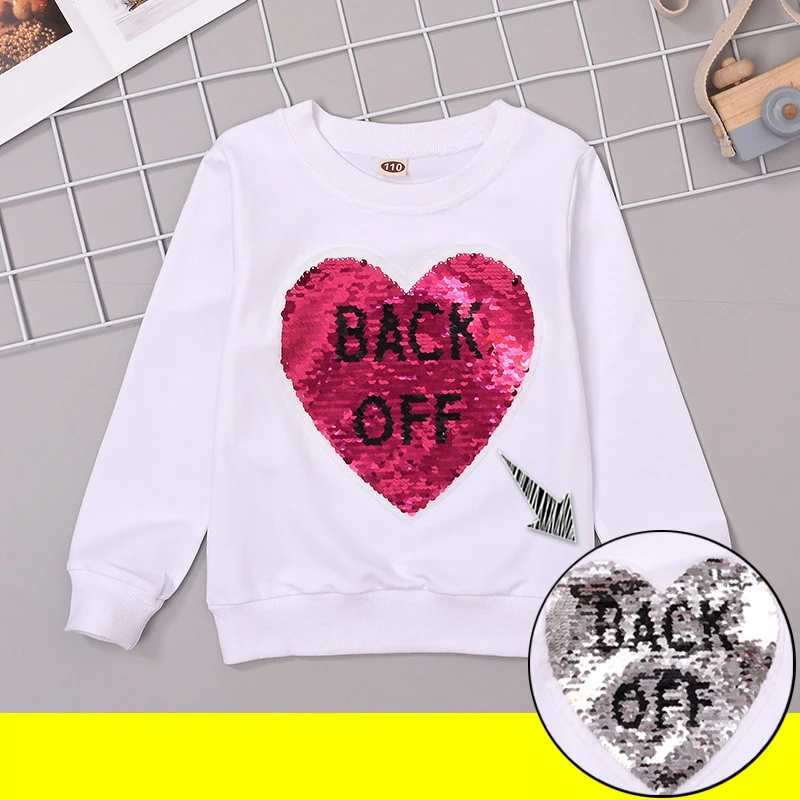 Love sweater Детская одежда для девочек; осенние свитшоты; подростковые футболки с подсолнухами и блестками; спортивные топы с длинными рукавами; одежда для детей; Новинка года; сезон весна - Color: Love sweater