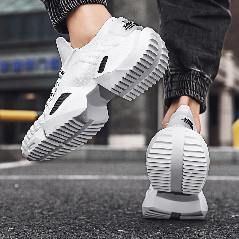 Кроссовки мужские легкие Модная вязаная сетчатая обувь спортивные туфли для