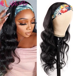 Body Wave Headband Wigs Human Hair Wigs For Women Full Machine Made Wigs Natural Hairline Scarf Wig Brazilian Remy Hair