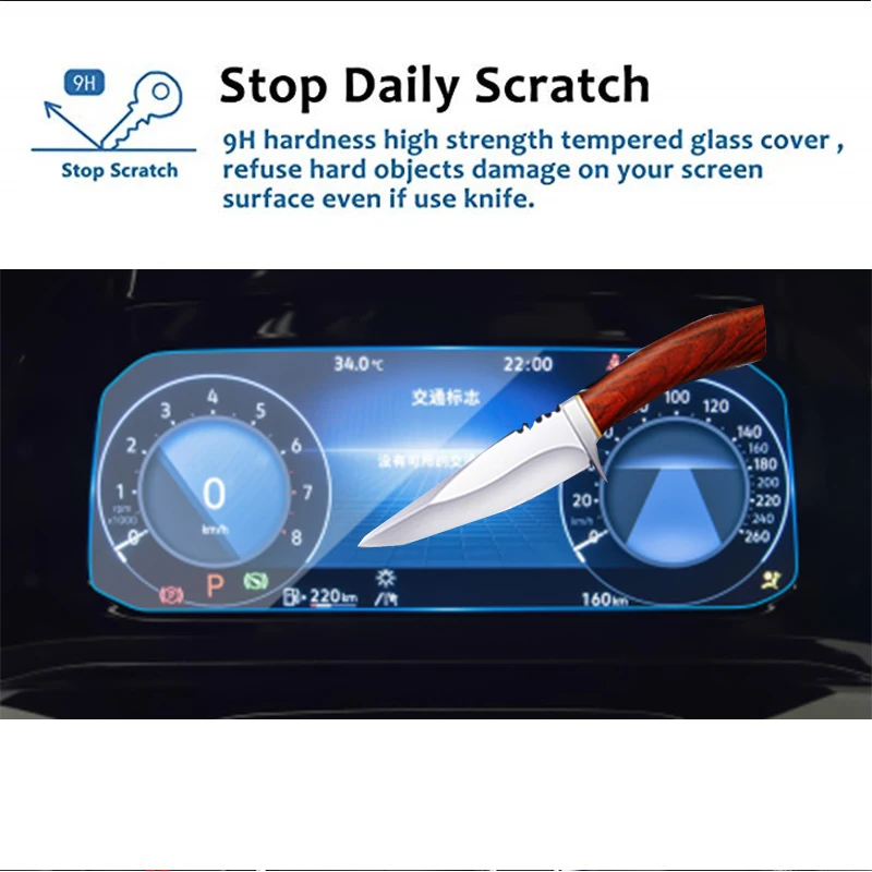 

For Volkswagen Golf 2021 Instrument Panel Tempered Glass Screen Protector Dashboard Screen Anti Scratch Film Dash Board Glass