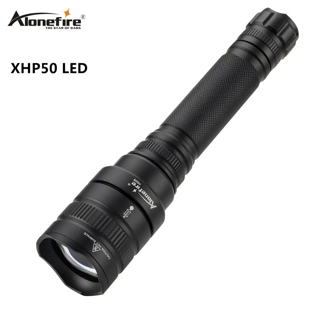 AloneFire H005 светодиодный фонарик cree xhp50 алюминиевый охотничий приключенческий Мощный тактический патрульный фонарь с аккумулятором 18650
