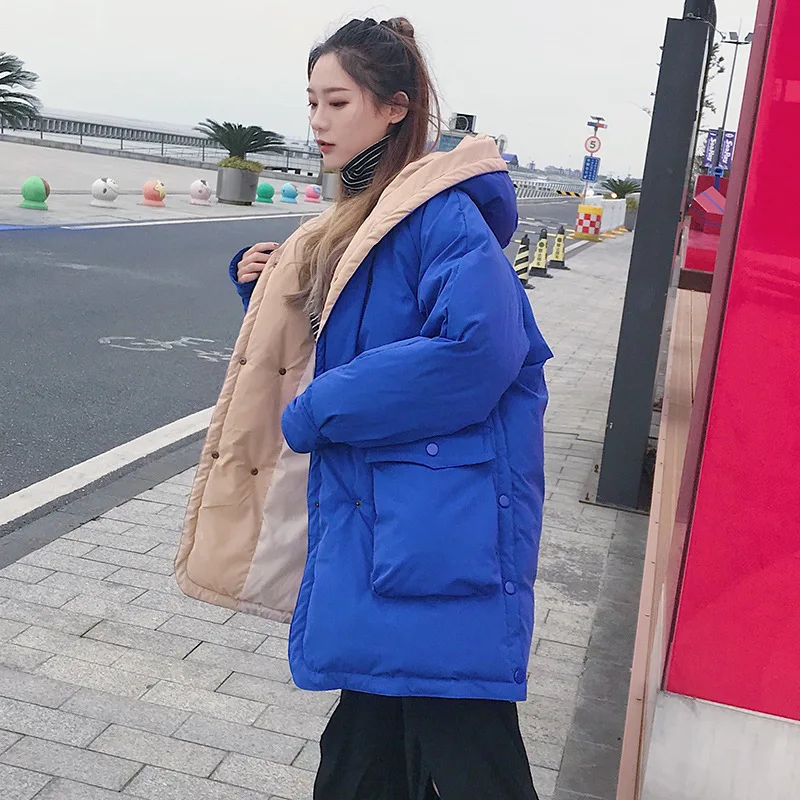 

2019 Winter down Jacket Cotton-padded Clothes Women's Korean-style Mixed Colors Fashion Simple Loose-Fit down Coat Short-height