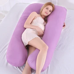 Oreiller de soutien pour dormir, 100% coton, pour femmes enceintes, corps de lapin imprimé, en forme de U, oreiller de maternité, pour dormir sur le côté 