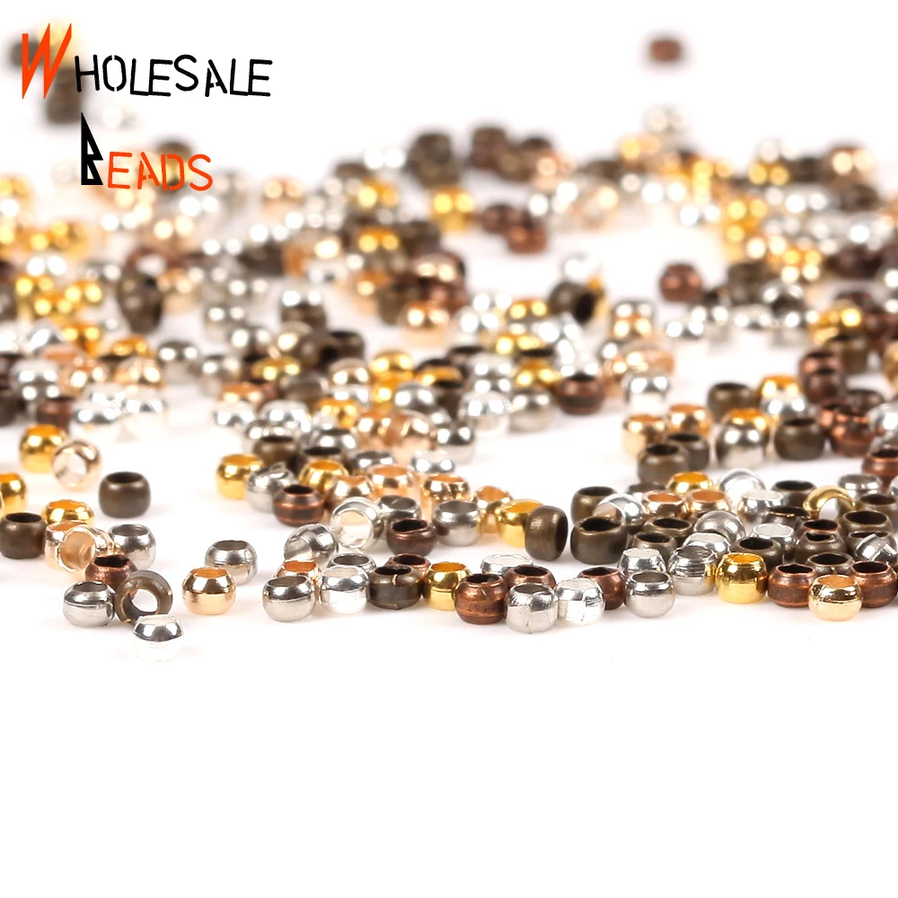 500Pcs 1.5/2mm Precision Copper Positioning Crimp End Spacer Beads DIY  Silver Components For Jewelry Bracelet Necklace Materials
