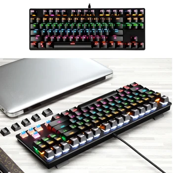 

BAJEAL Gaming Mechanical Keyboard with LEDlights 87 Key Gaming Keyboard gamer Mix Backlit LED USB For Gamer PC computer Laptop