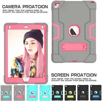 

Shockproof Stand Case For Apple iPad Air 2 Air2 Kids Safe Silicone Heavy Duty Armor Defender Hard Case Cover for Pro 9.7 Inch