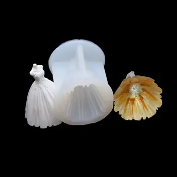 

Handmade Wedding Dress Skirt Silicone Chocolate Fondant Candy Mould Christmas Princess Dress Resin Mold Cake Baking Tool