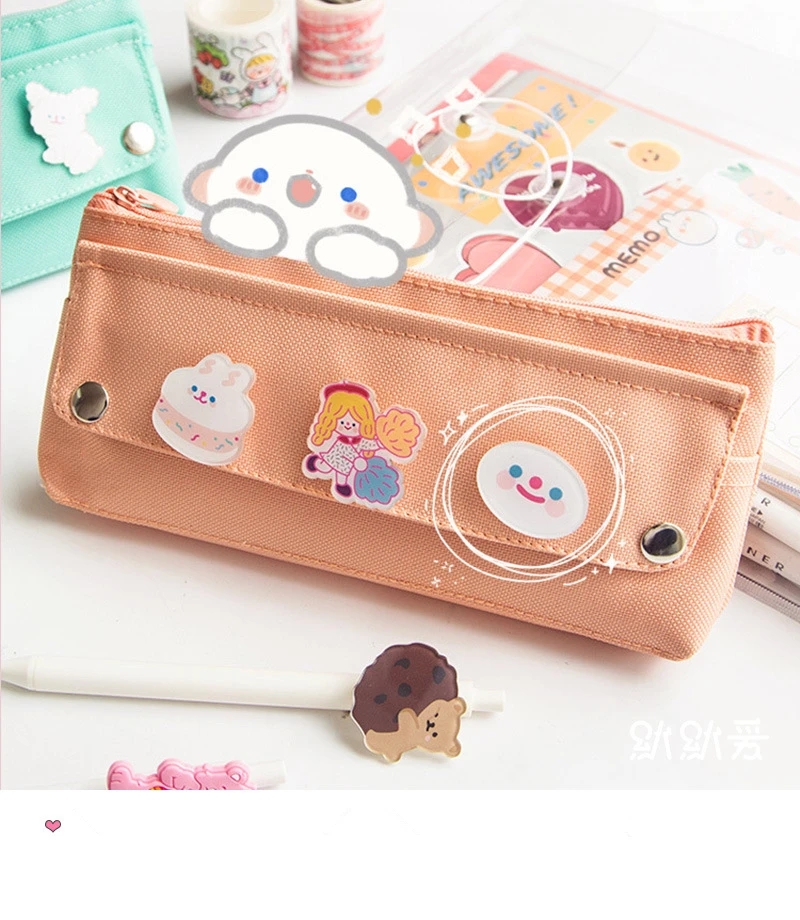 Kawaii Canvas Style Pastel Pencil Case