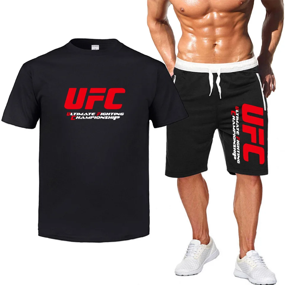 

Ufc Europe And America Fighting Ultimate Fighting Short Sleeve Casual Mma Men's T-shirt Sports Shorts Set