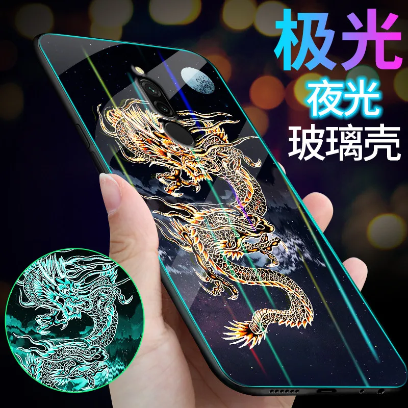 Светящийся чехол для телефона Xiaomi Redmi 8, чехол 6,22 дюйма, светящаяся задняя крышка из закаленного стекла для Xiaomi Redmi 8, силиконовый чехол