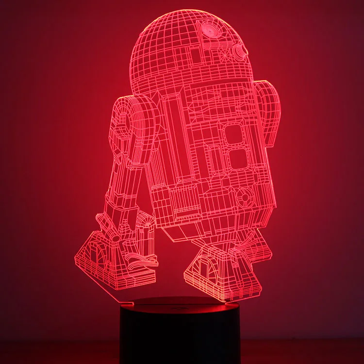 

2019 New Style Robot R2D2-B Colorful 3D Night Lamp Button-type LED Charging Light Home Bedroom Lamp