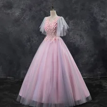 Розовые платья Quinceanera аппликация для бального платья Кружева Кристалл выпускного вечера Дебютант сладкий 16 платье корсет vestidos de 15 anos
