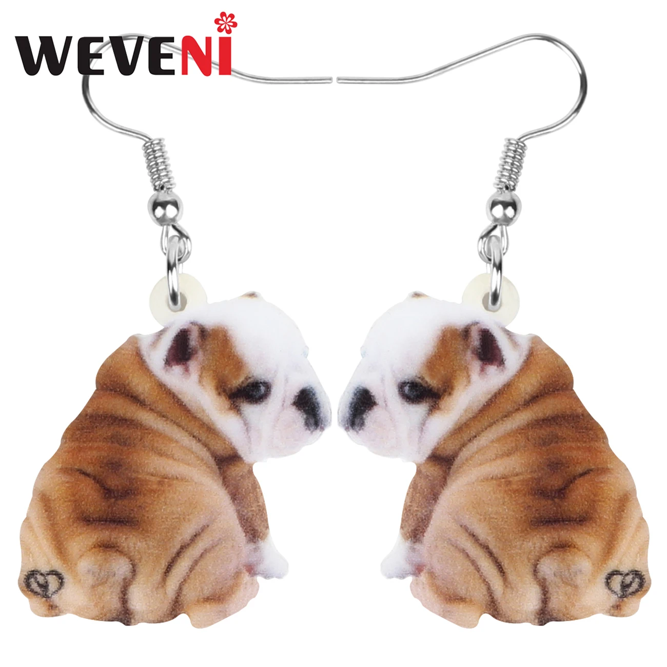 WEVENI Acrylic Brown Shar Pei Dog Earrings Big Printing Cute Animal Dangle Drop Jewelry Women Girls Kid Fashion Gift Accessories | Украшения