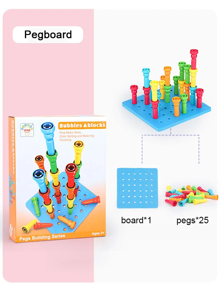 Pegboard Montessori Therapy Fine Motor Skills Pegs Building Series