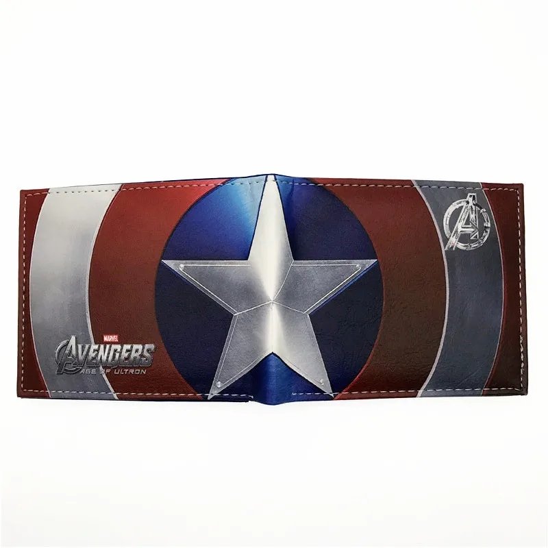 Comics cartera capitán Tarjeta de América famosas bolsas Amine cartera con caricaturas de hombre de cuero Casual de carteras