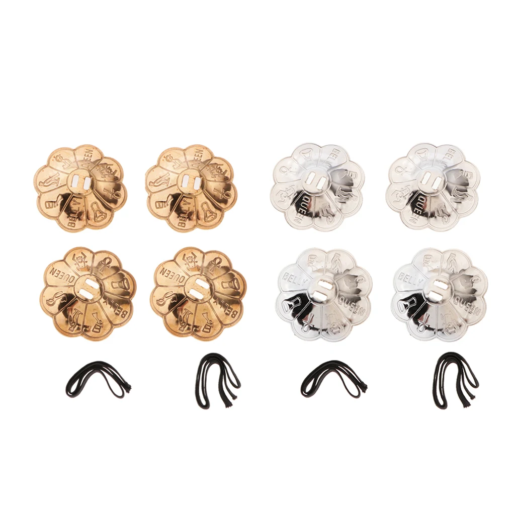 4x Flower Shape Belly Dancing Finger Cymbals Pure Brass Dance Zills
