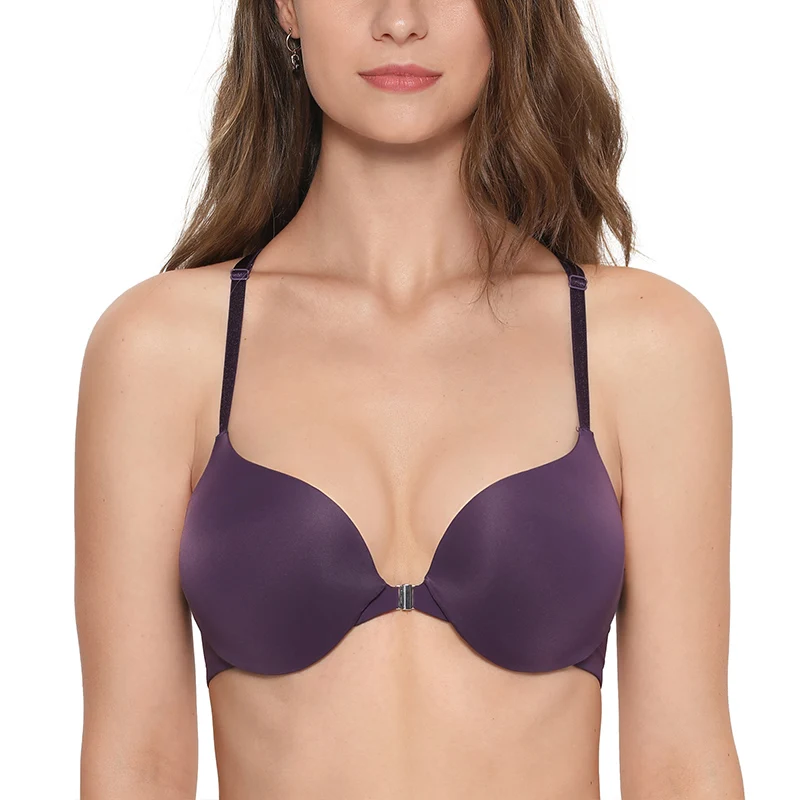 Purple03 DOBREVA женская футболка спереди застежка бюстгальтеры пуш-ап бюстгальтер на косточках - Цвет: Purple03