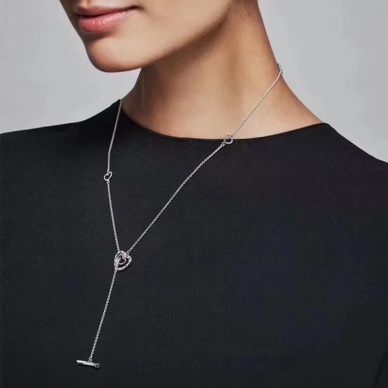 

YPD81 925 Silver Love Zircon pendant lady Necklace Heart Necklace with gift