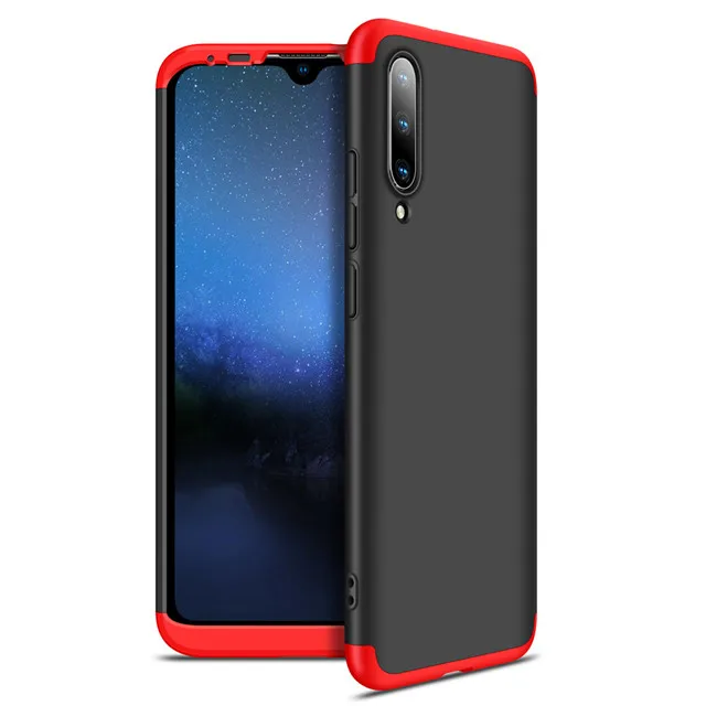 360 чехол с полной защитой для Xiaomi Mi A3 чехол Роскошный Жесткий PC противоударный чехол для задней крышки для Xiaomi Mi A3 Lite CC9 CC9e Coque - Цвет: Black Red