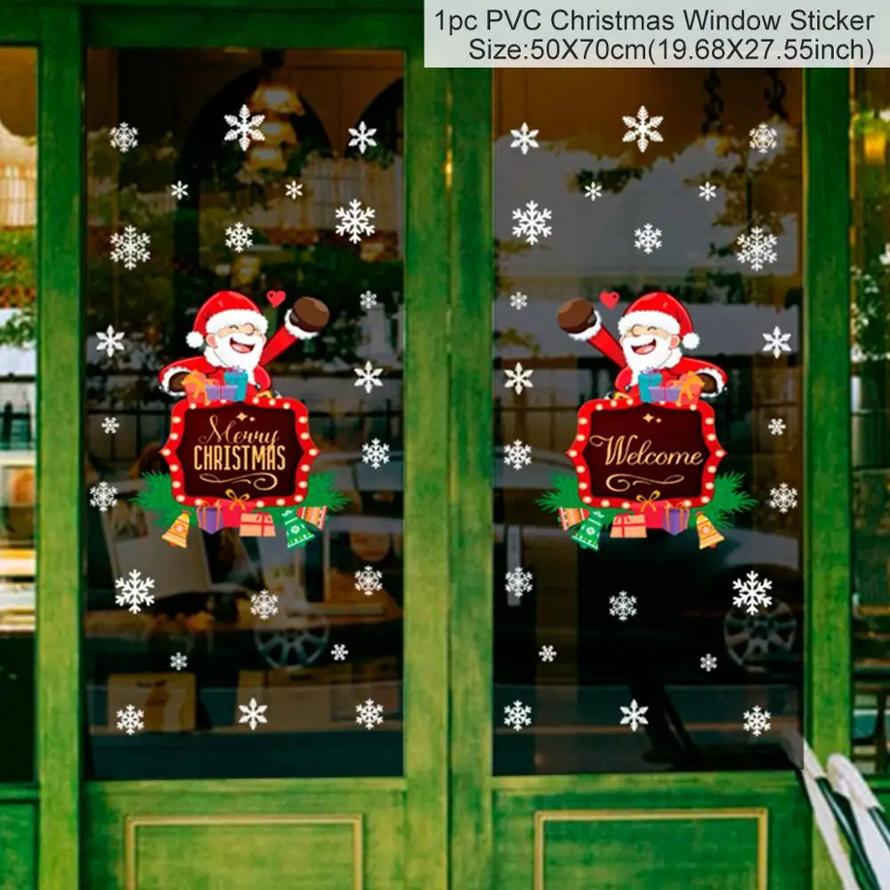 Christmas sticker 26 Рождество Санта/Снеговик/Лось мультфильм занавес пряжки украшения для дома Рождество орнамент Navidad год - Цвет: Christmas sticker 26