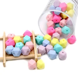 BOBO.BOX 10PCS Silicone Beads Food Grade 14mm Hexagon Teething Necklace Silicone Teething Beads For Baby Teether BPA Beads Pearl